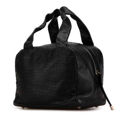 Black Chanel CC Perforated Caviar Bowler Bag