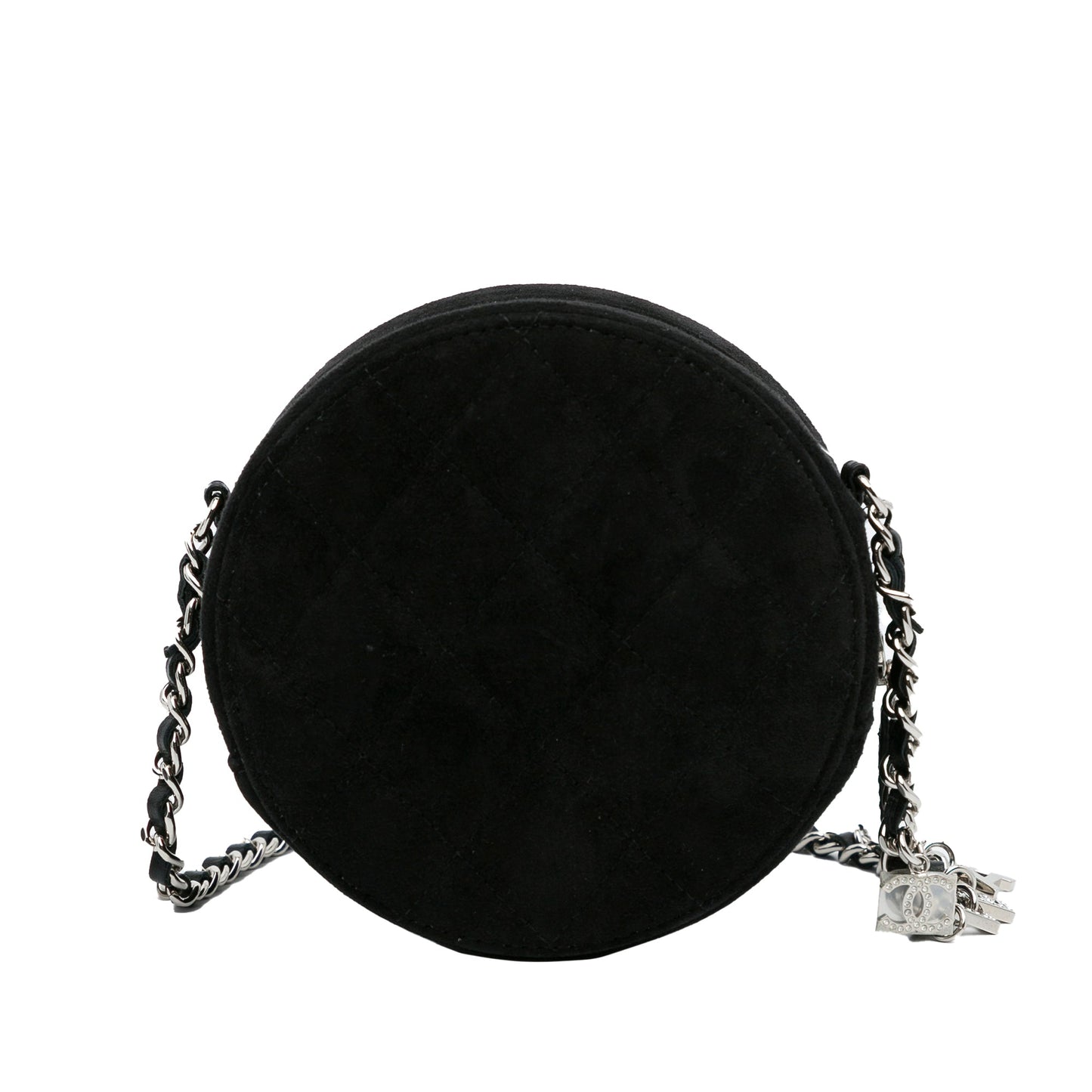 Black Chanel Suede Cocostellar Round Clutch on Chain Crossbody Bag