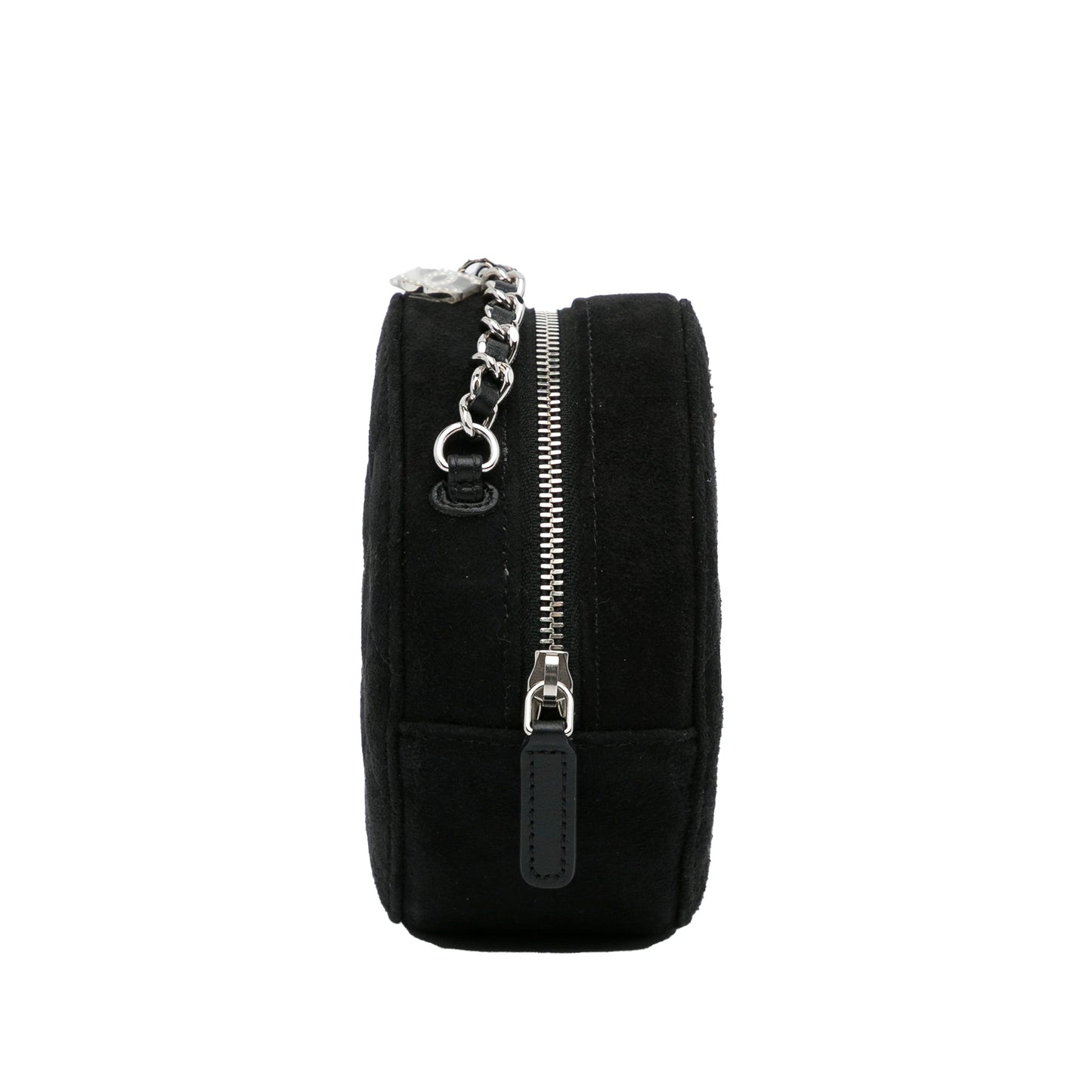 Black Chanel Suede Cocostellar Round Clutch on Chain Crossbody Bag