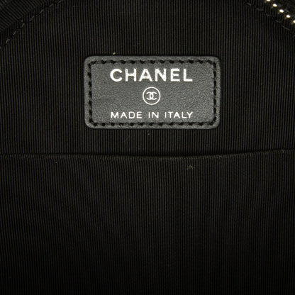 Black Chanel Suede Cocostellar Round Clutch on Chain Crossbody Bag
