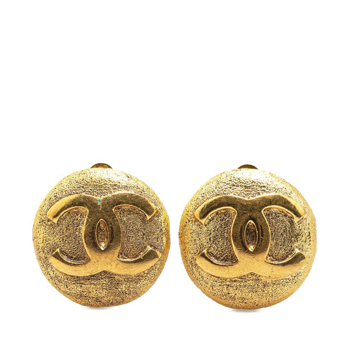 Gold Chanel Gold Plated CC Clip On Earrings