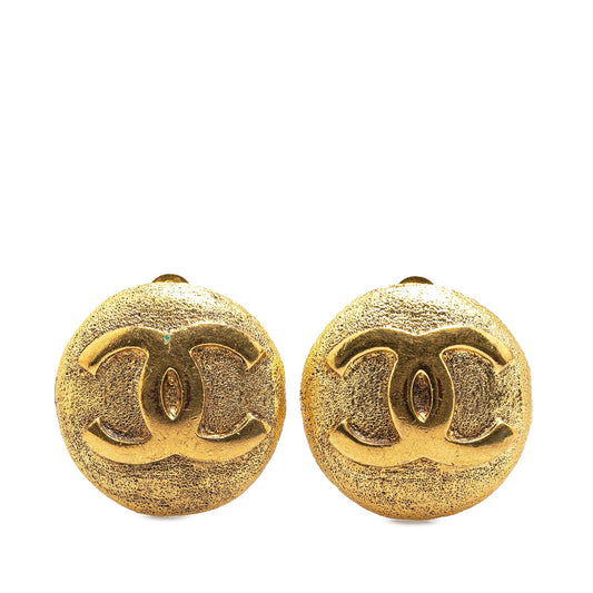 Gold Chanel Gold Plated CC Clip On Earrings