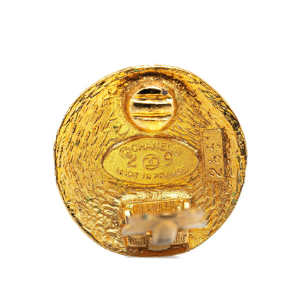 Gold Chanel Gold Plated CC Clip On Earrings
