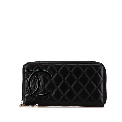 Black Chanel Lambskin Cambon Ligne Zip Around Long Wallet