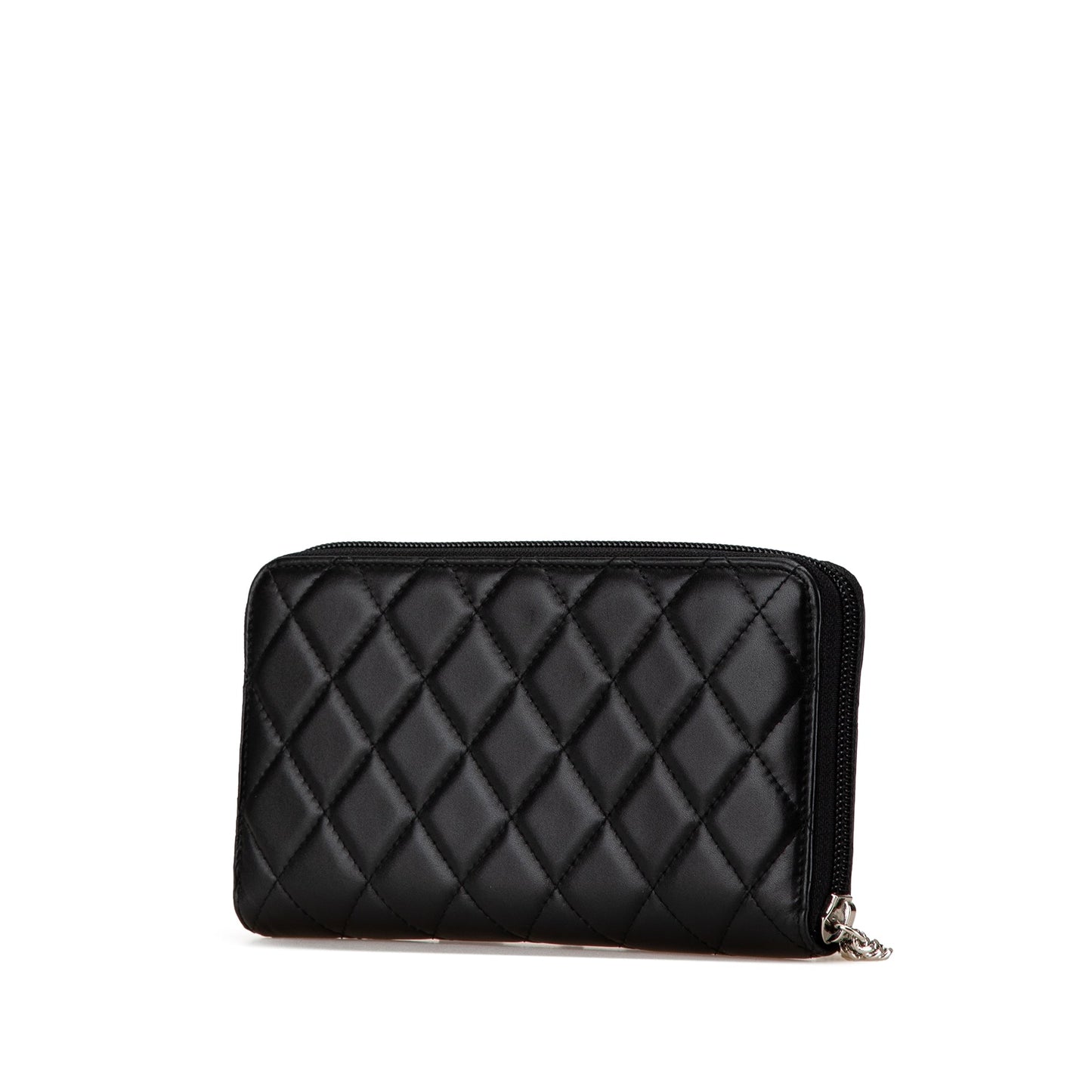 Black Chanel Lambskin Cambon Ligne Zip Around Long Wallet