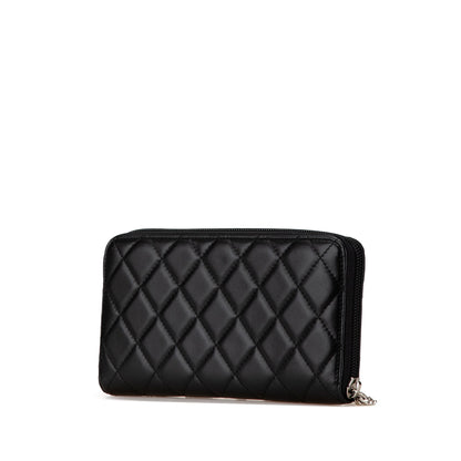 Black Chanel Lambskin Cambon Ligne Zip Around Long Wallet