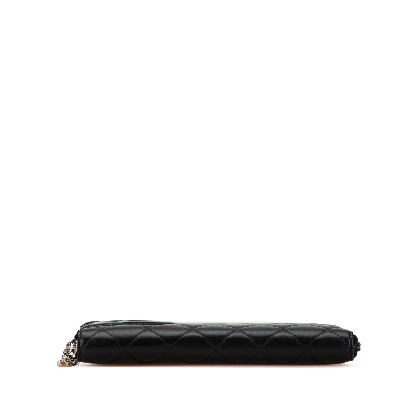 Black Chanel Lambskin Cambon Ligne Zip Around Long Wallet