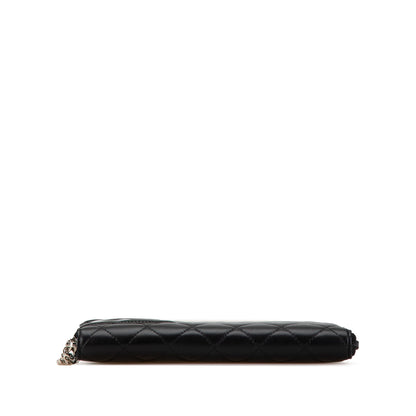 Black Chanel Lambskin Cambon Ligne Zip Around Long Wallet