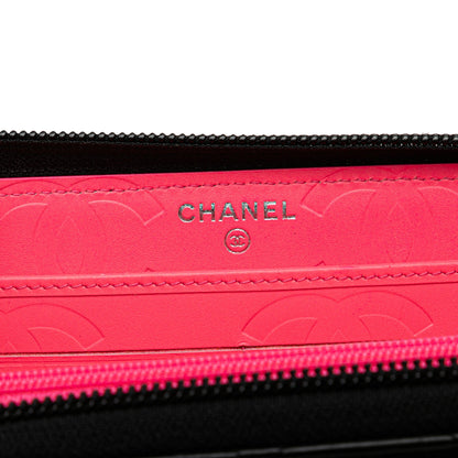 Black Chanel Lambskin Cambon Ligne Zip Around Long Wallet