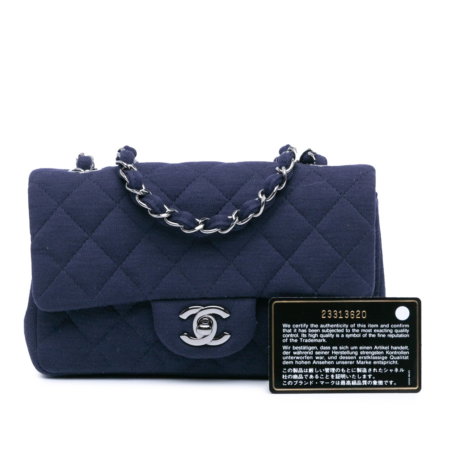 Blue Chanel Mini Rectangular Classic Jersey Single Flap Crossbody Bag