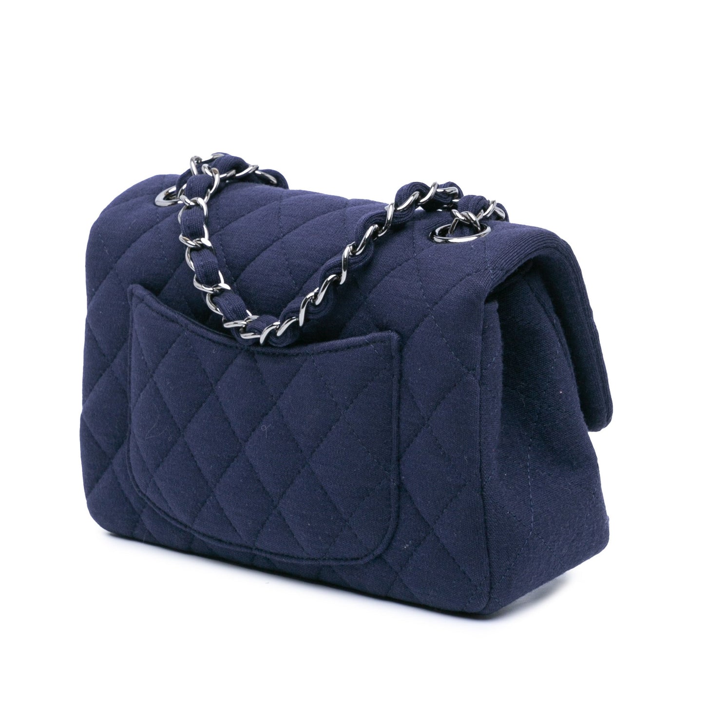 Blue Chanel Mini Rectangular Classic Jersey Single Flap Crossbody Bag