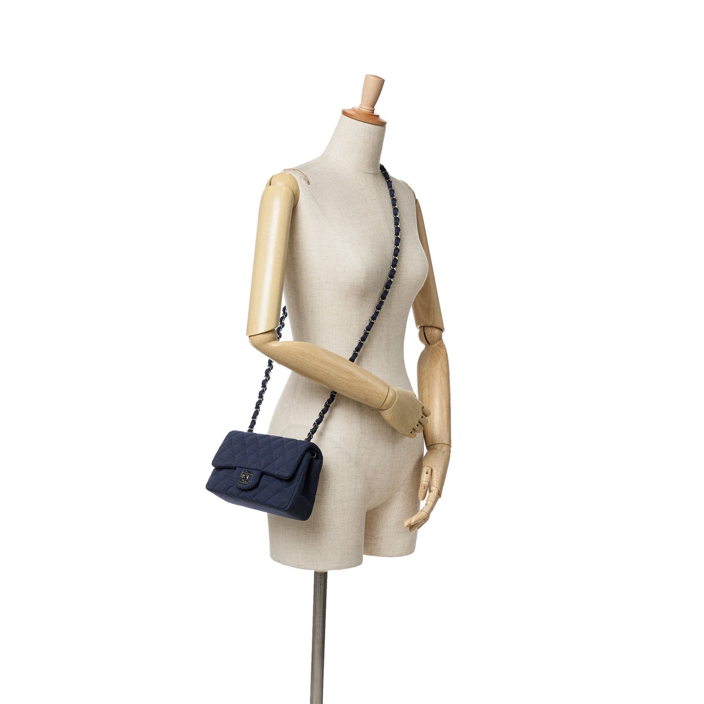 Blue Chanel Mini Rectangular Classic Jersey Single Flap Crossbody Bag