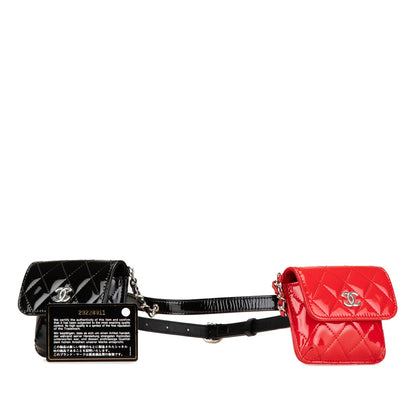 Black Chanel Mini Patent Belt in Love Double Flap Belt Bag