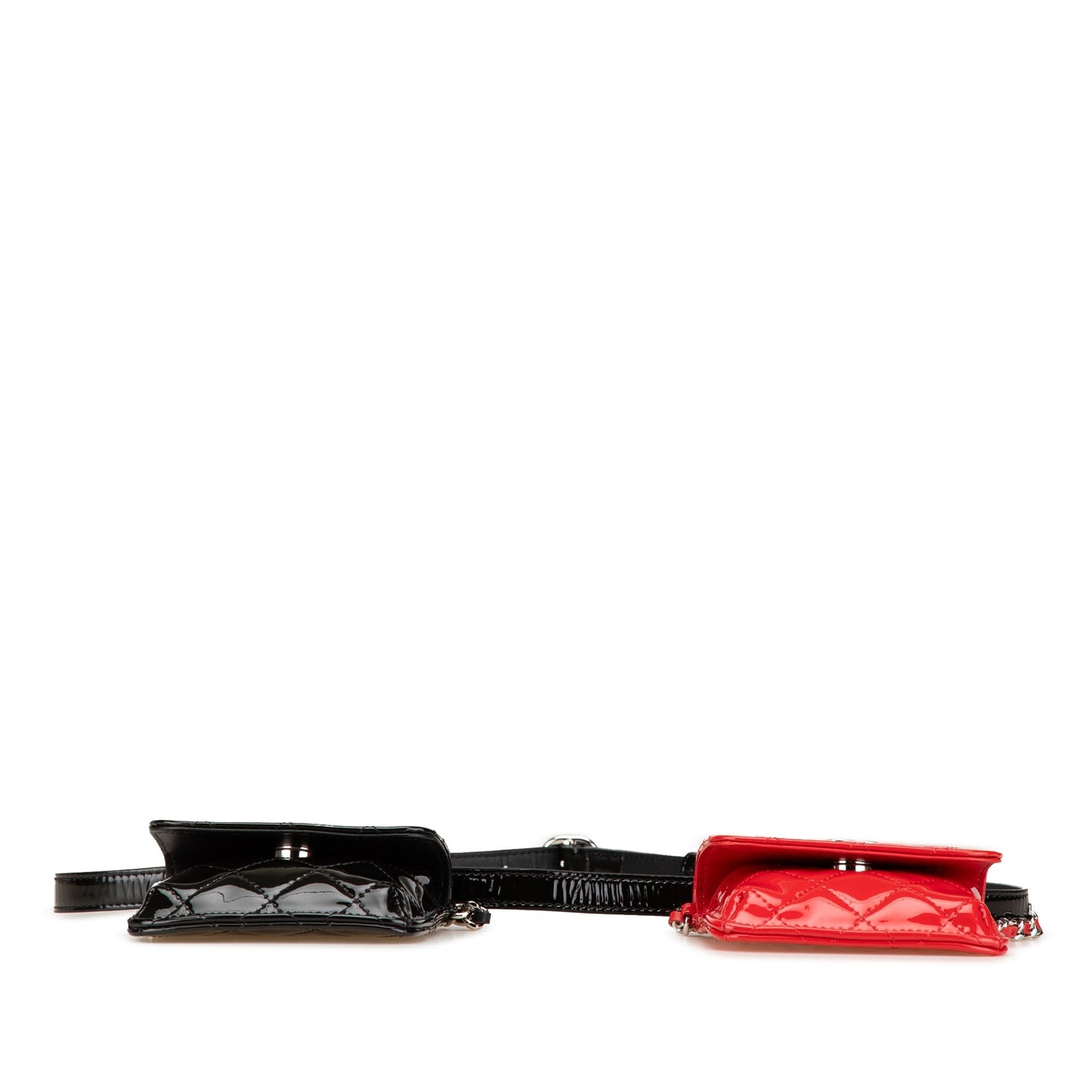 Black Chanel Mini Patent Belt in Love Double Flap Belt Bag
