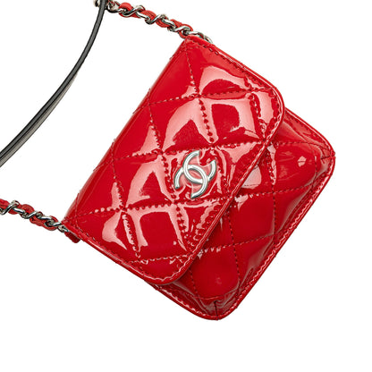 Black Chanel Mini Patent Belt in Love Double Flap Belt Bag