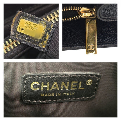 Chanel Vintage Black Quilted Caviar Grand Shopping Tote