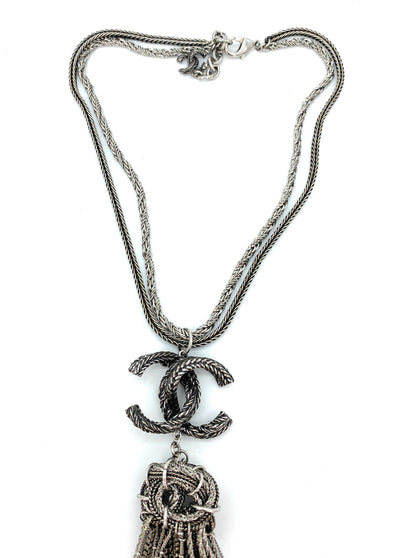 CHANEL 2017 Strass CC Paris-Cosmopolite Tassel Necklace