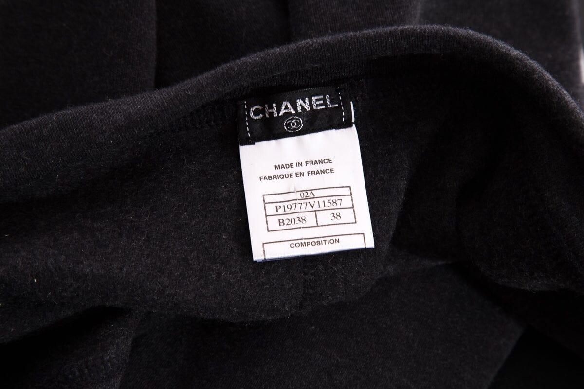 Chanel Charcoal Cotton & Cashmere Athletic Set SZ 38