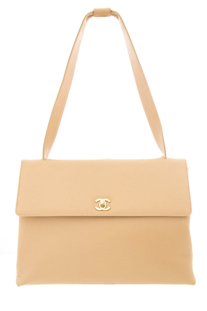 Chanel Vintage 1997-99 Nude Caviar Leather Handbag