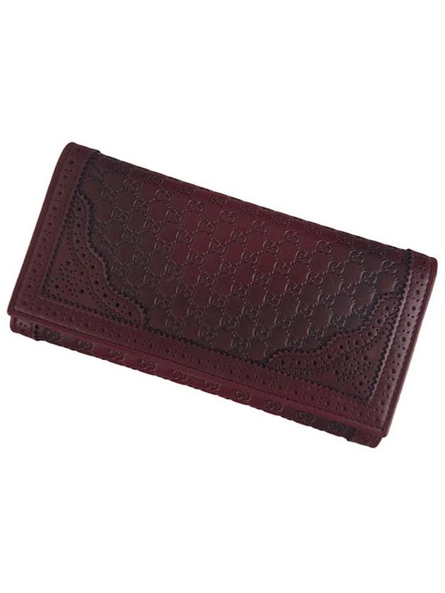 Gucci Antique Lace Leather Long Wallet Burgundy Wine