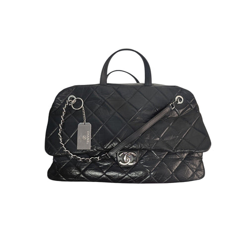 Chanel Aged Calfskin Quilted Large Express Bowling Flap Bag