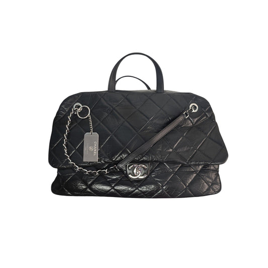 Chanel Aged Calfskin Quilted Large Express Bowling Flap Bag