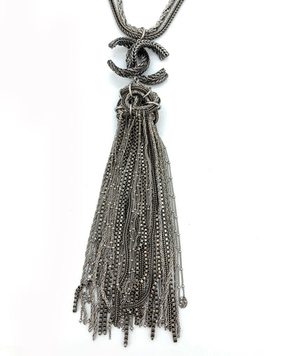 CHANEL 2017 Strass CC Paris-Cosmopolite Tassel Necklace