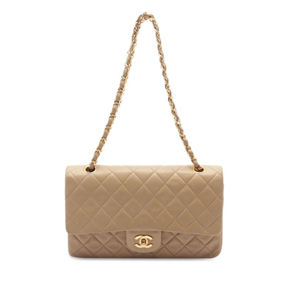 Brown Chanel Medium Classic Lambskin Double Flap Shoulder Bag