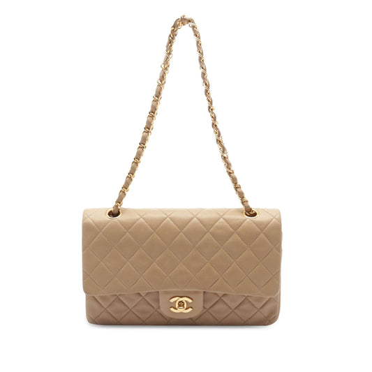 Brown Chanel Medium Classic Lambskin Double Flap Shoulder Bag