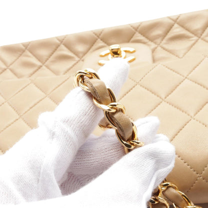 Brown Chanel Medium Classic Lambskin Double Flap Shoulder Bag