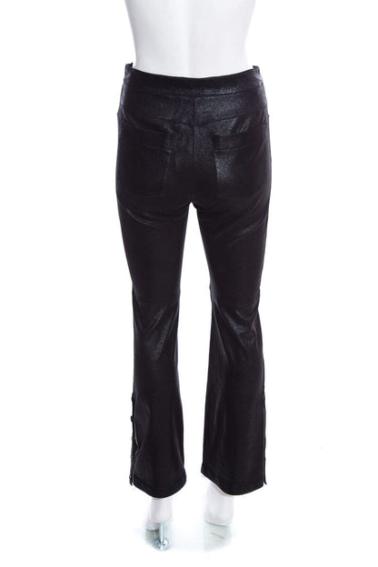 Chanel Black Sparkle Stretch Lambskin Pants SZ 38