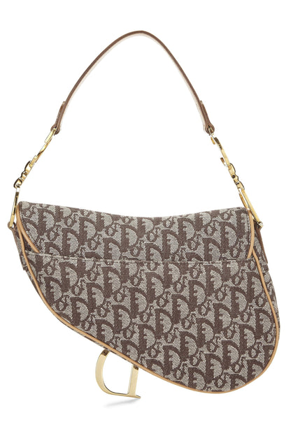 Dior, Brown Trotter Canvas Saddle Bag, Beige