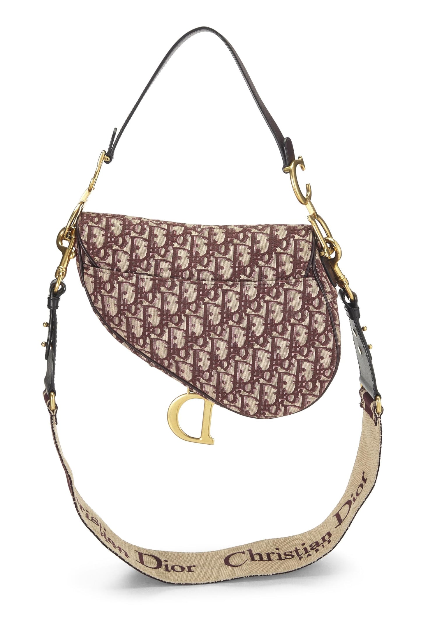 Dior, Burgundy Oblique Jacquard Canvas Saddle Bag NM, Burgundy