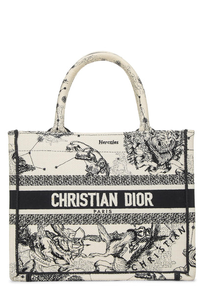 Dior, Black & White Zodiac Embroidered Canvas Book Tote Small, White