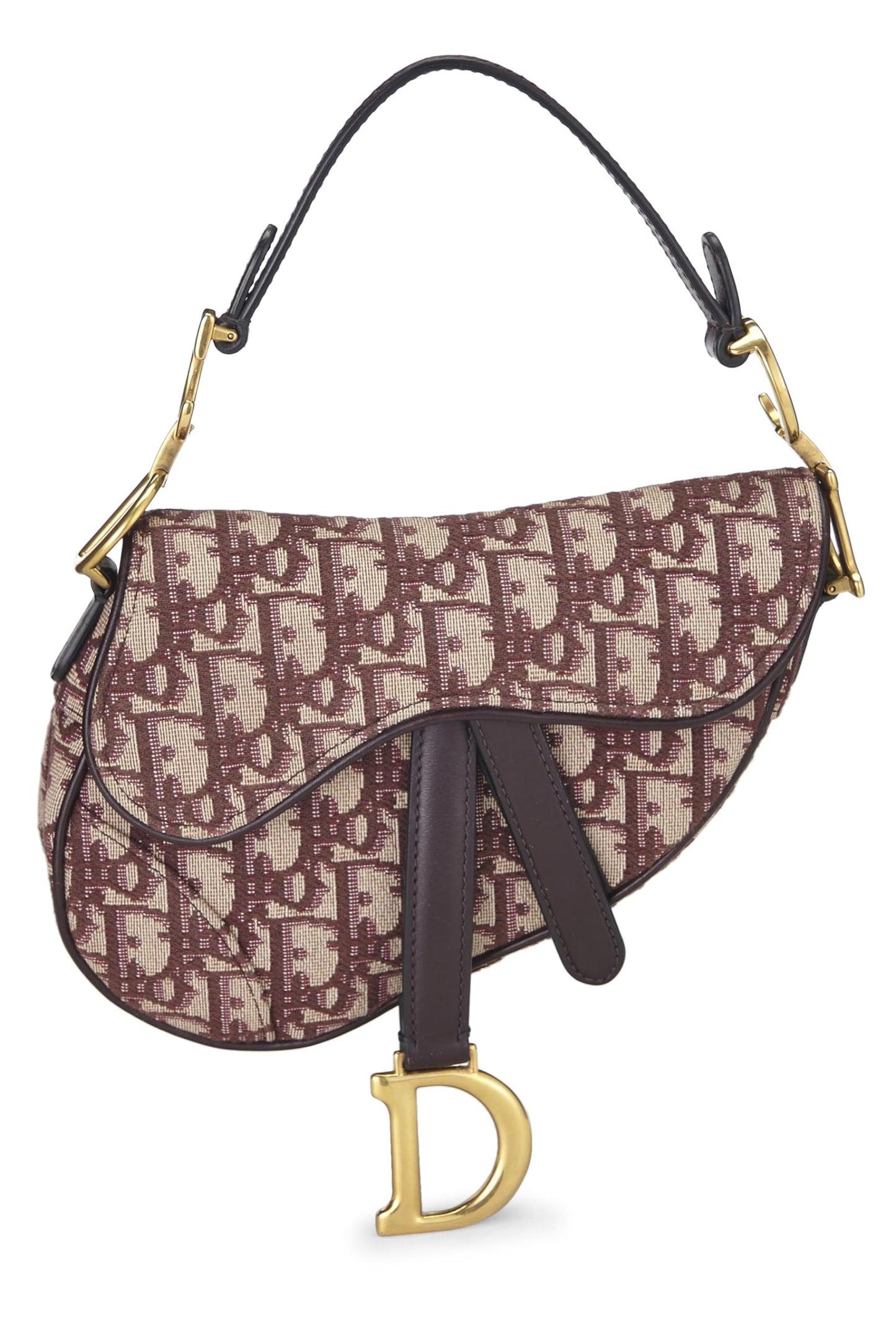 Dior, Burgundy Oblique Saddle Bag Mini, Burgundy