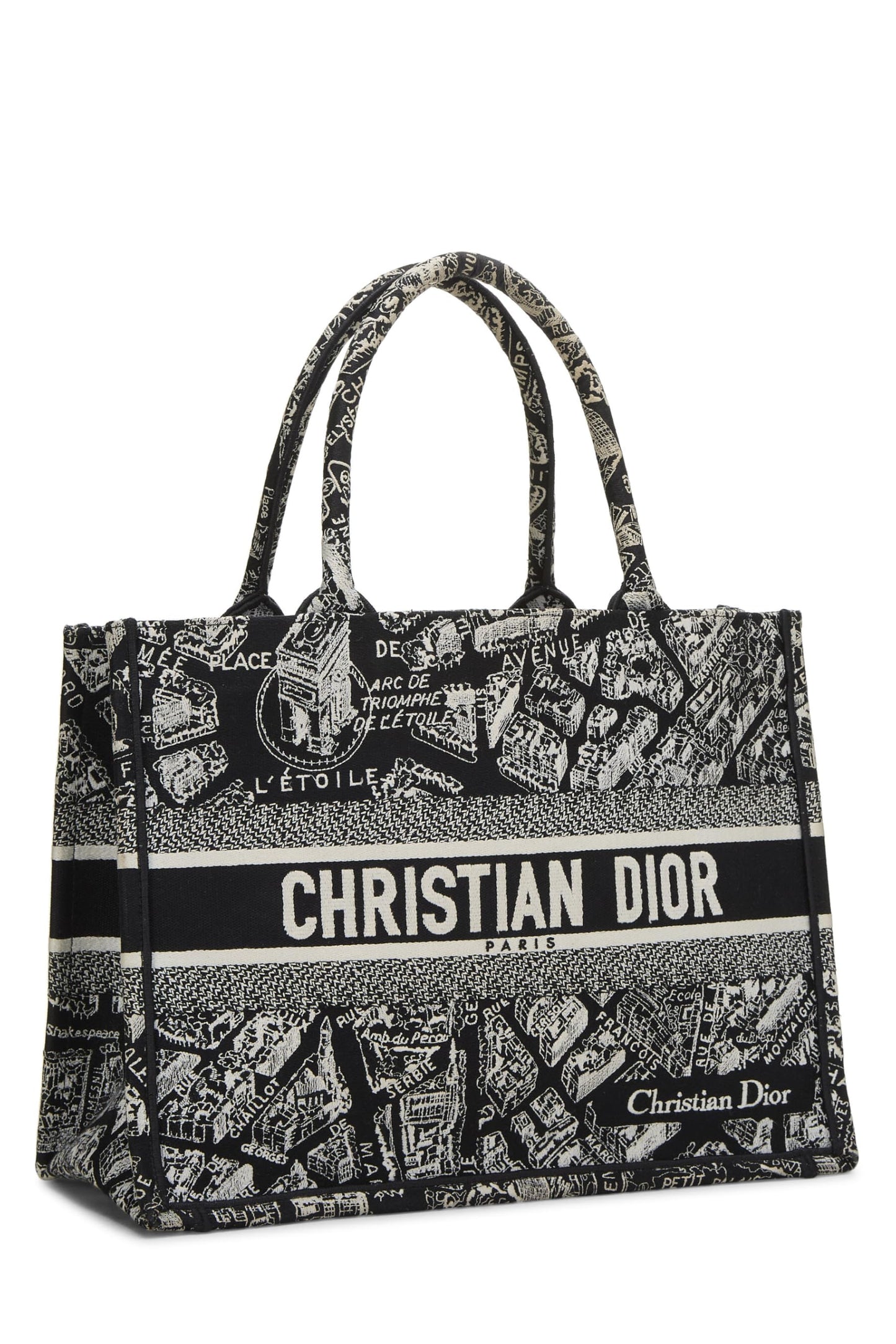 Dior, White & Black Canvas Plan de Paris Book Tote Medium, Black