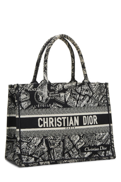 Dior, White & Black Canvas Plan de Paris Book Tote Medium, Black