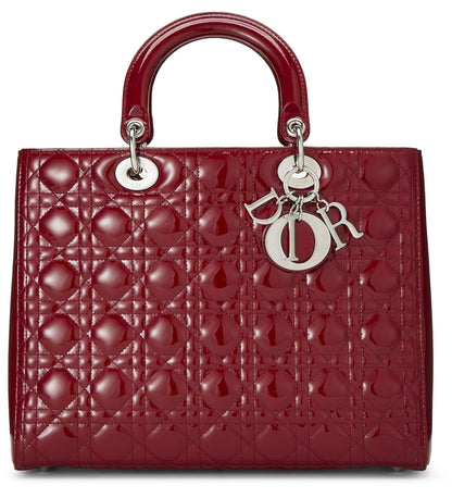 Dior, Red Cannage Patent Leather Lady Dior Large, Red