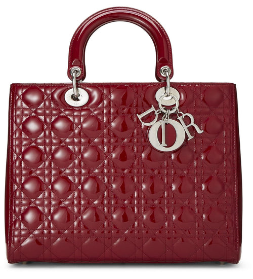 Dior, Red Cannage Patent Leather Lady Dior Large, Red