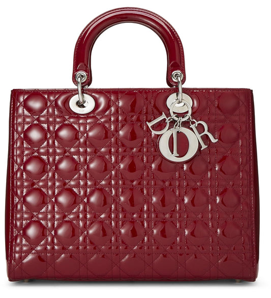 Dior, Red Cannage Patent Leather Lady Dior Large, Red