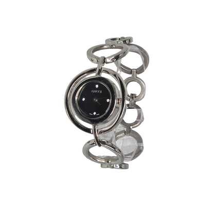 Gucci 22mm Round Link Bangle Watch w/ Black Dial