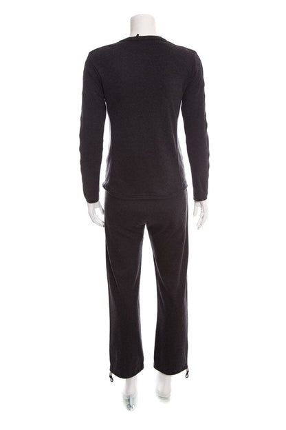 Chanel Charcoal Cotton & Cashmere Athletic Set SZ 38