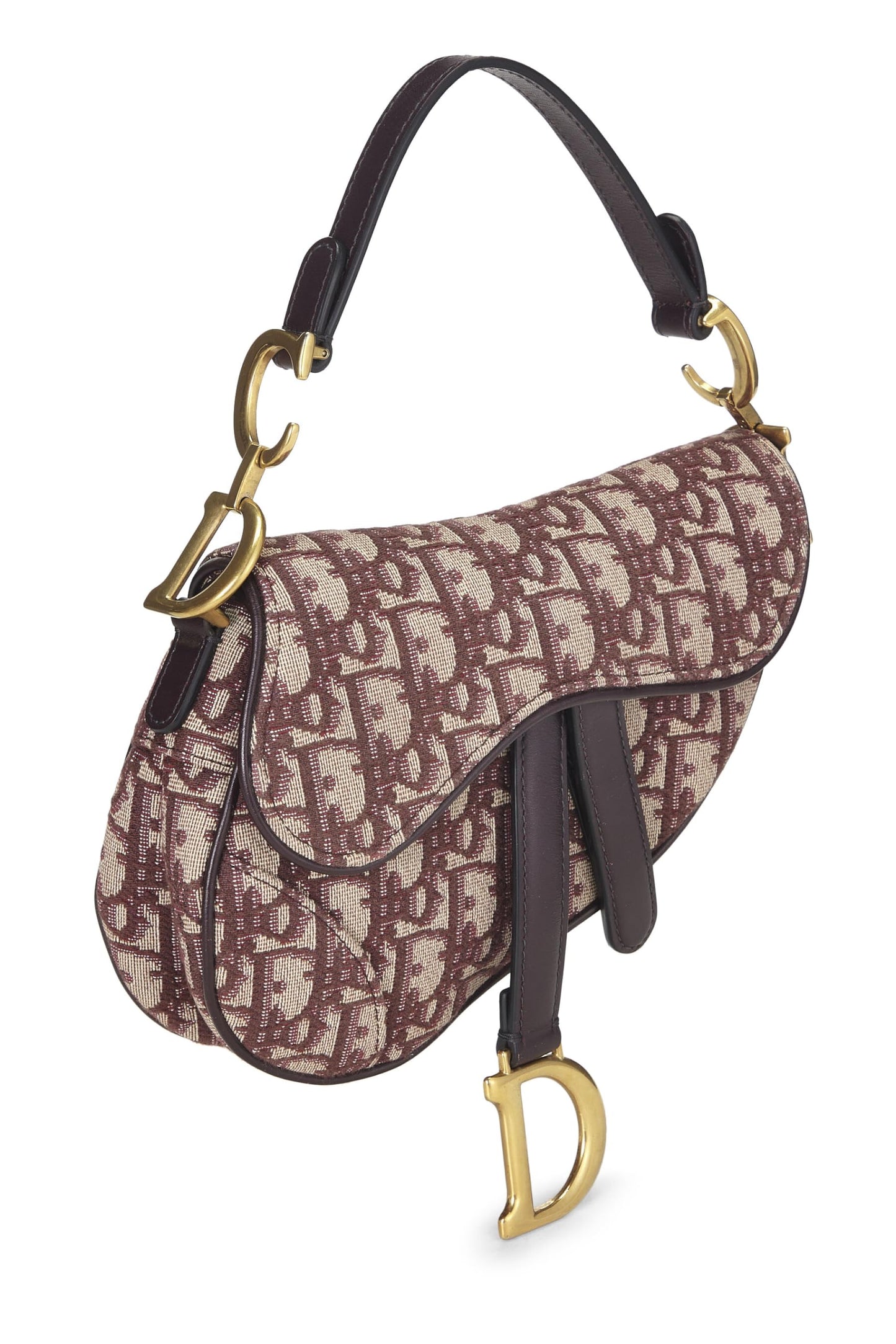 Dior, Burgundy Oblique Saddle Bag Mini, Burgundy