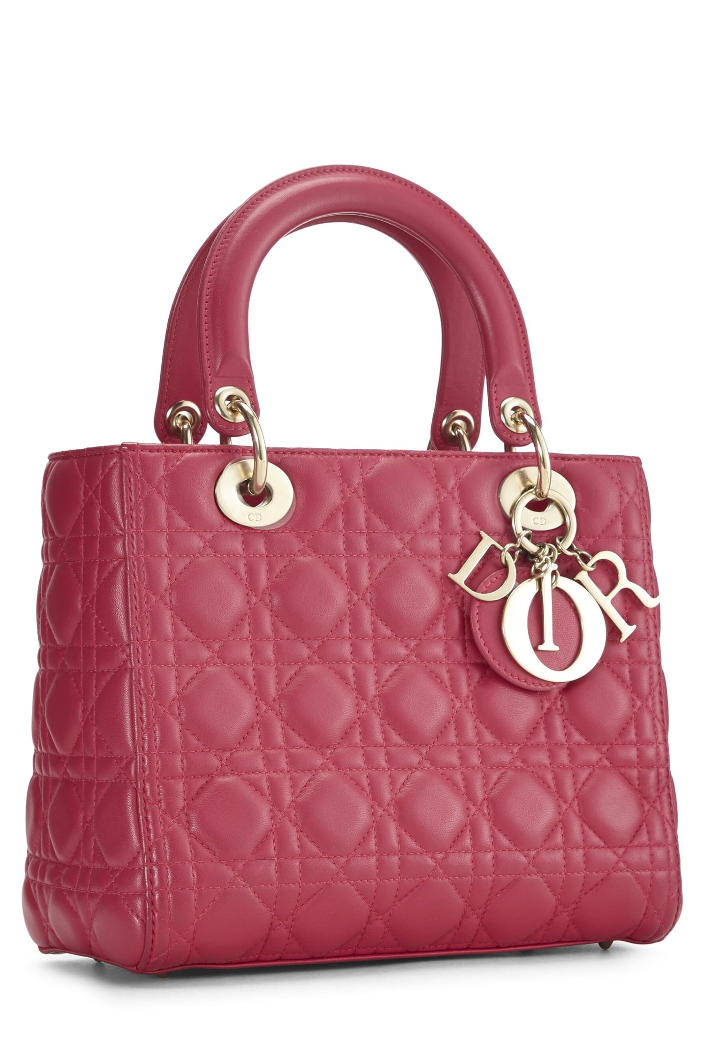 Dior, Pink Cannage Quilted Lambskin Lady Dior Medium, Pink
