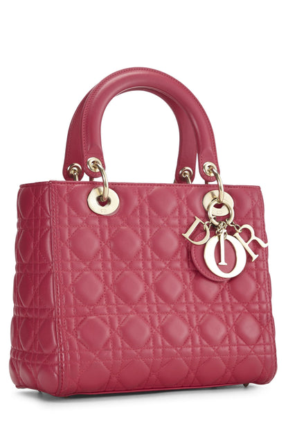 Dior, Pink Cannage Quilted Lambskin Lady Dior Medium, Pink