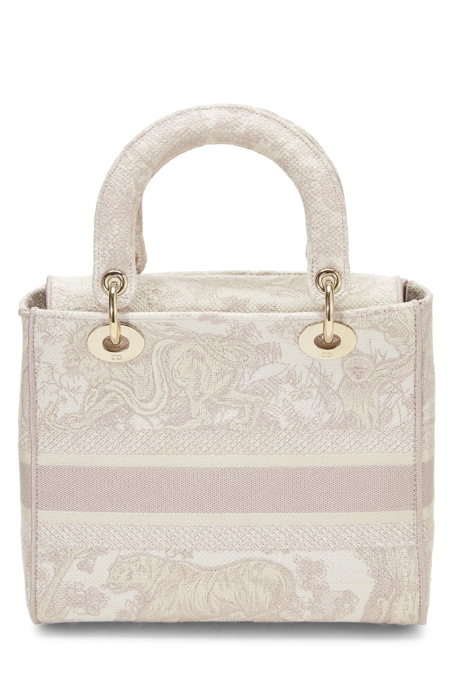 Dior, Pink Embroidered Canvas Lady D-Lite Medium, Pink