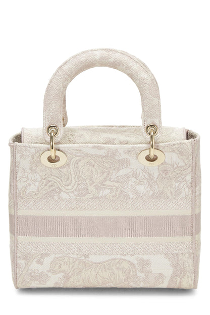 Dior, Pink Embroidered Canvas Lady D-Lite Medium, Pink