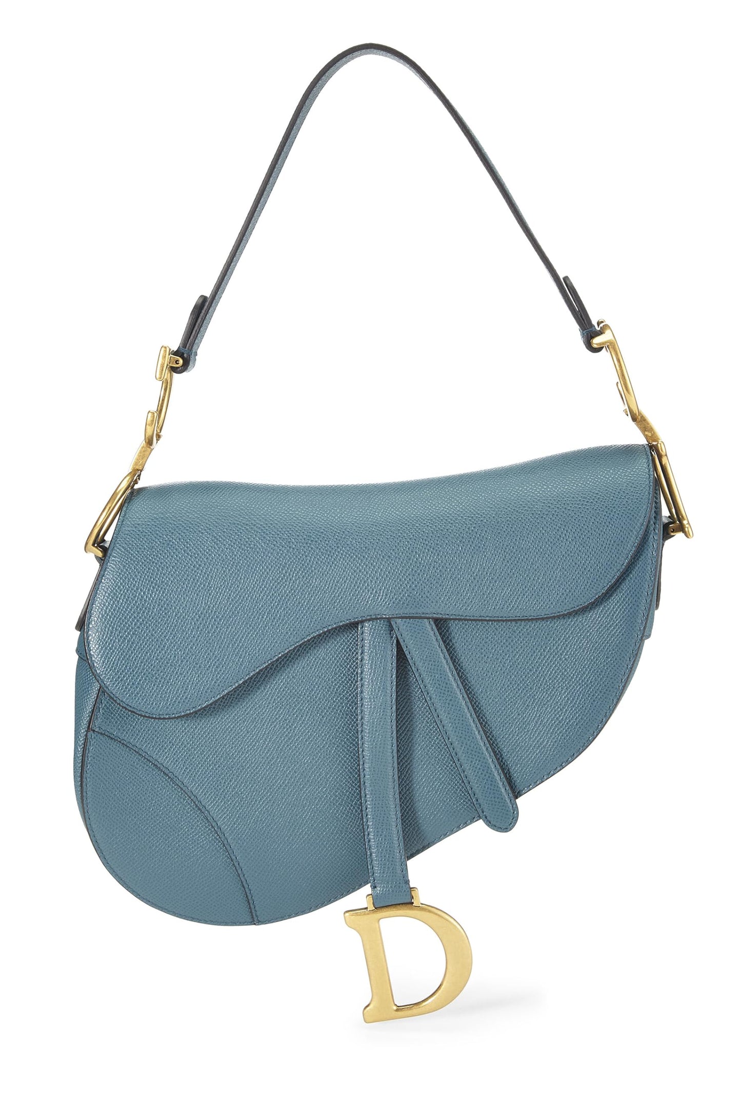 Dior, Blue Grained Calfskin Saddle Bag, Blue