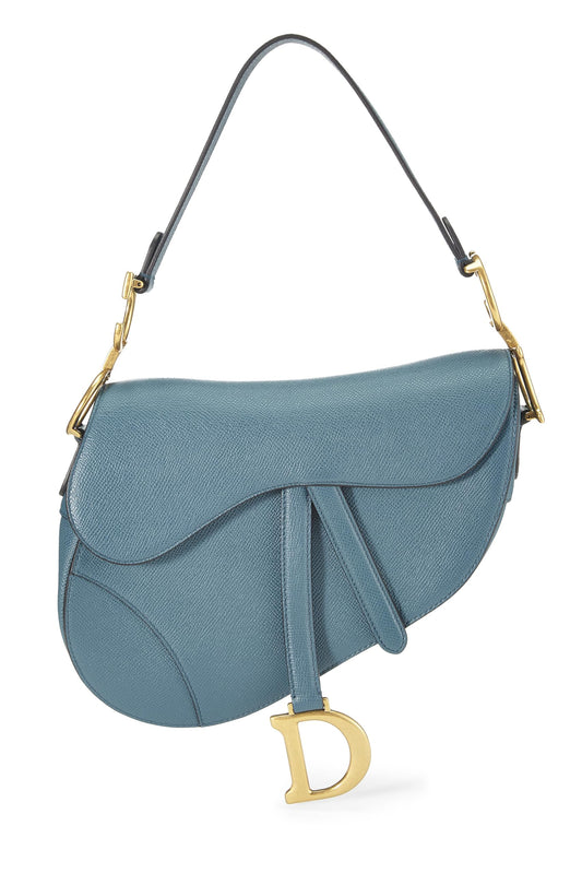 Dior, Blue Grained Calfskin Saddle Bag, Blue