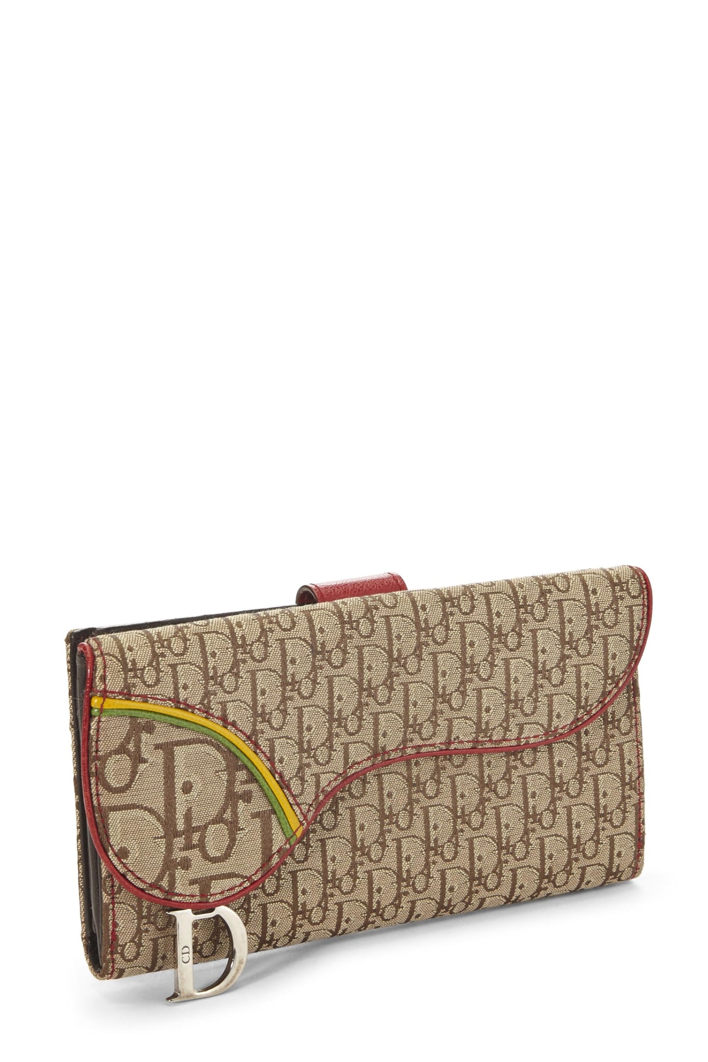 Dior, Beige Trotter Canvas Rasta Saddle Wallet, Brown
